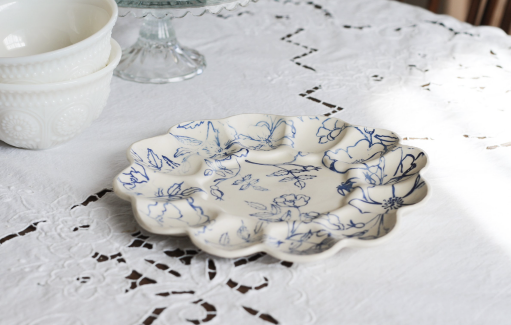 The Village Green | Handmade Floral Egg Plate!
